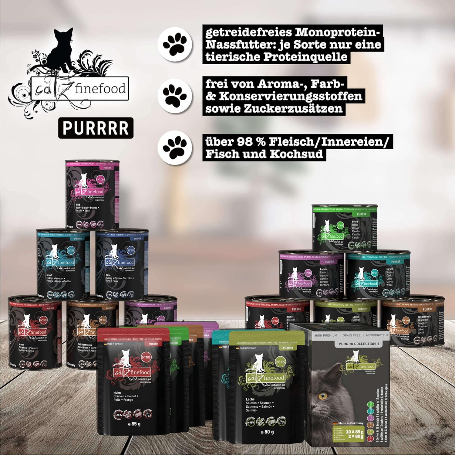 Detalle 2 de catz finefood Purrrr Huhn Monoprotein Katzenfutter nass N° 103 – 6 x 400 g