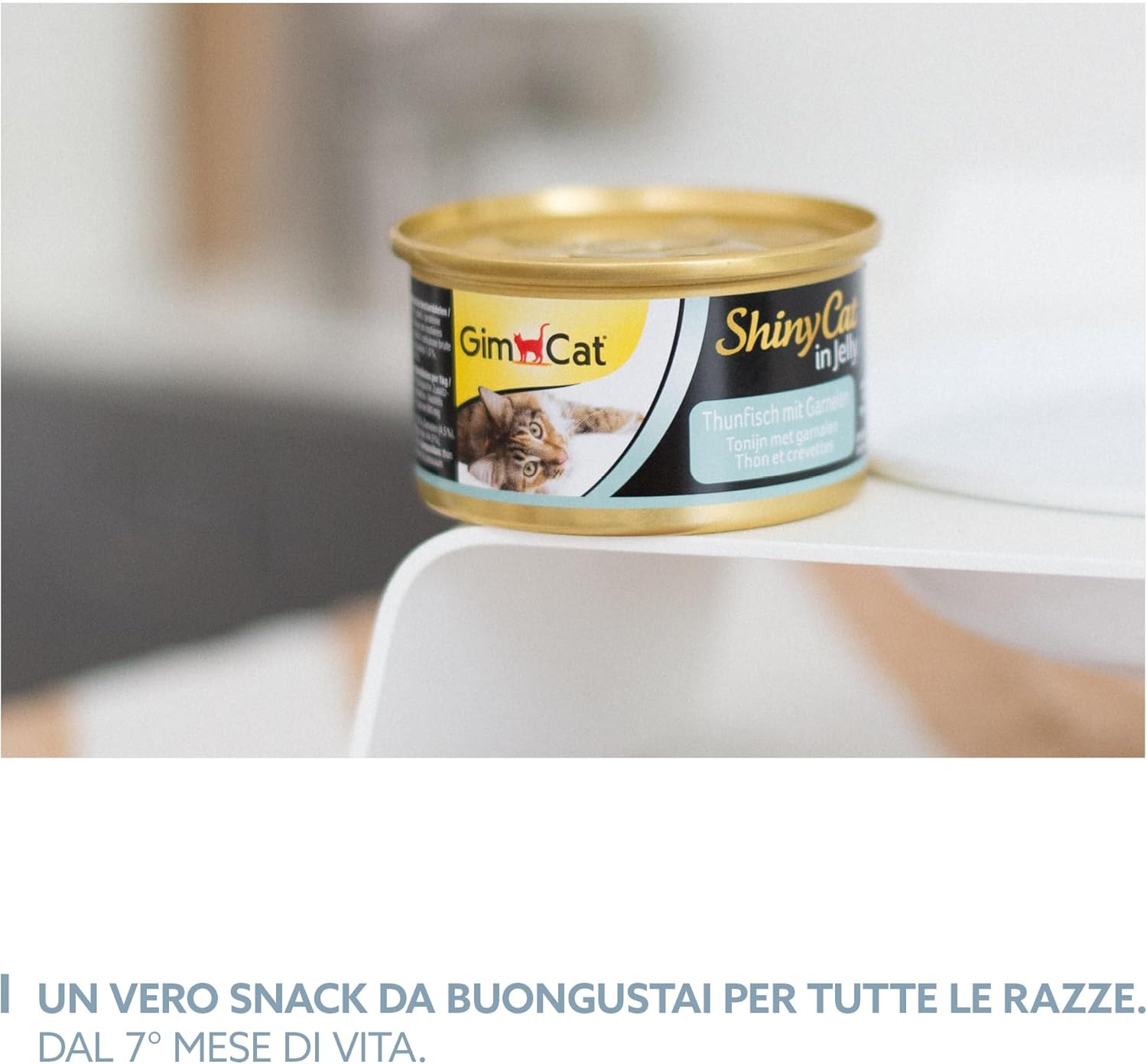 Detalle de GimCat ShinyCat in gelatina tonno e gamberetti – 24 x 70 g, cibo umido in gelatina per gatti adulti