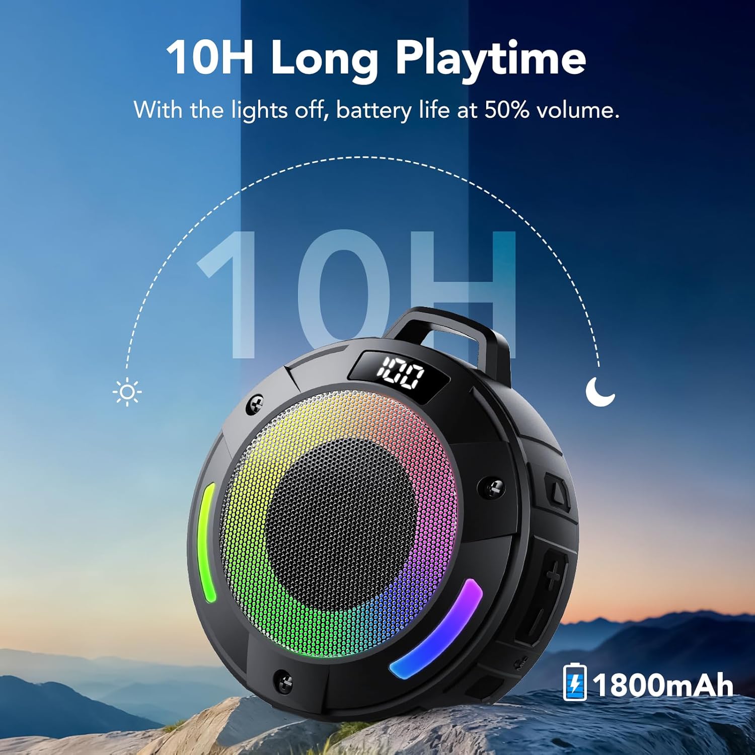 Thumbnail 6 de Bluetooth Speaker, 2026 Portable Wireless Shower Speaker with Detachable Hook and LED Light