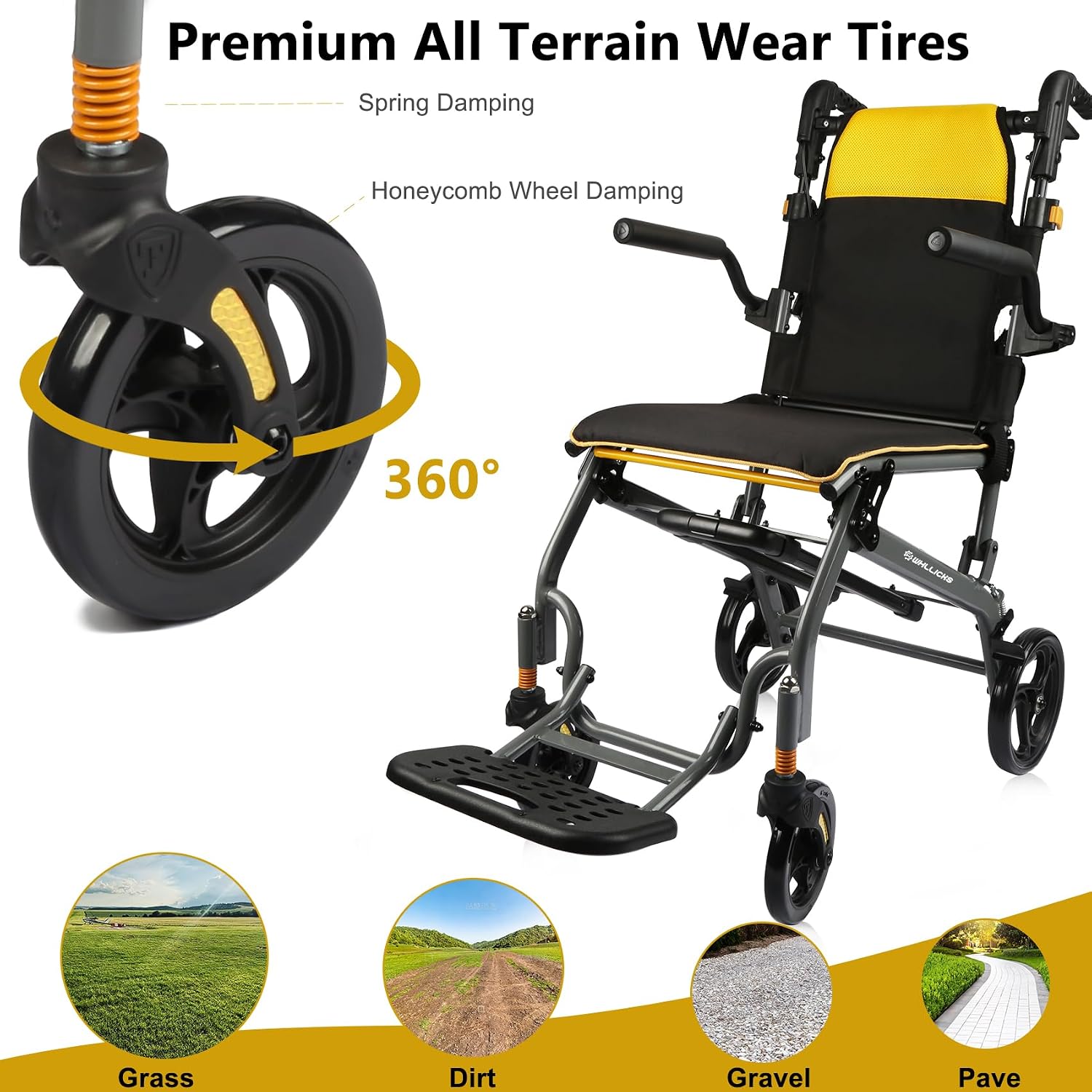 Thumbnail 2 de Lightweight foldable wheelchair, 17" 🚶