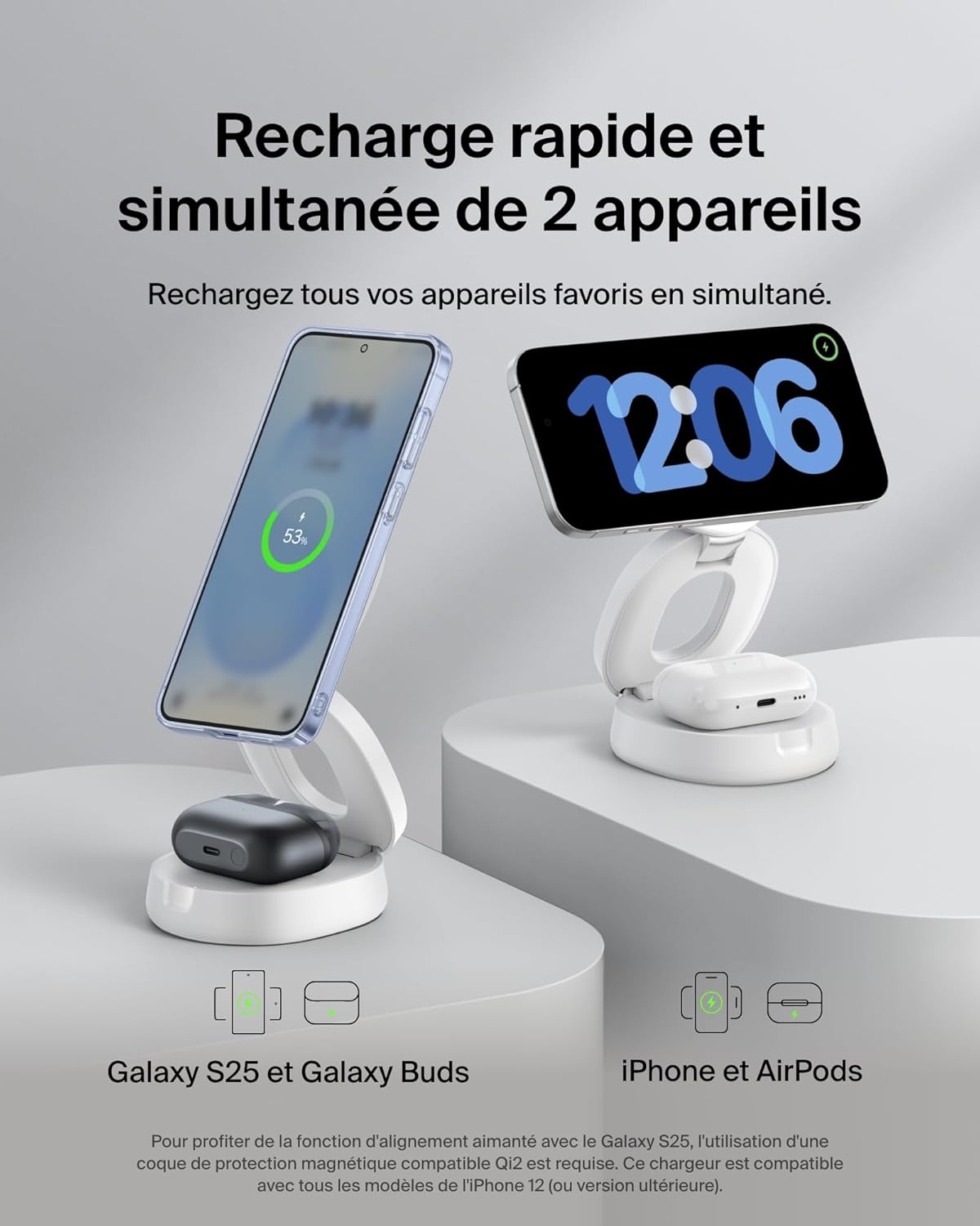 Thumbnail 1 de Belkin BoostCharge 2-en-1 pliable 15 W pour iPhone