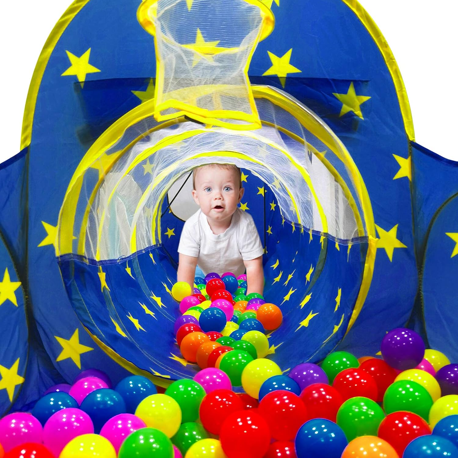 Thumbnail 3 de PigPigPen 3pc Kids Play Tent Set with Ball Pit and Crawl Tunnel (Space Theme)