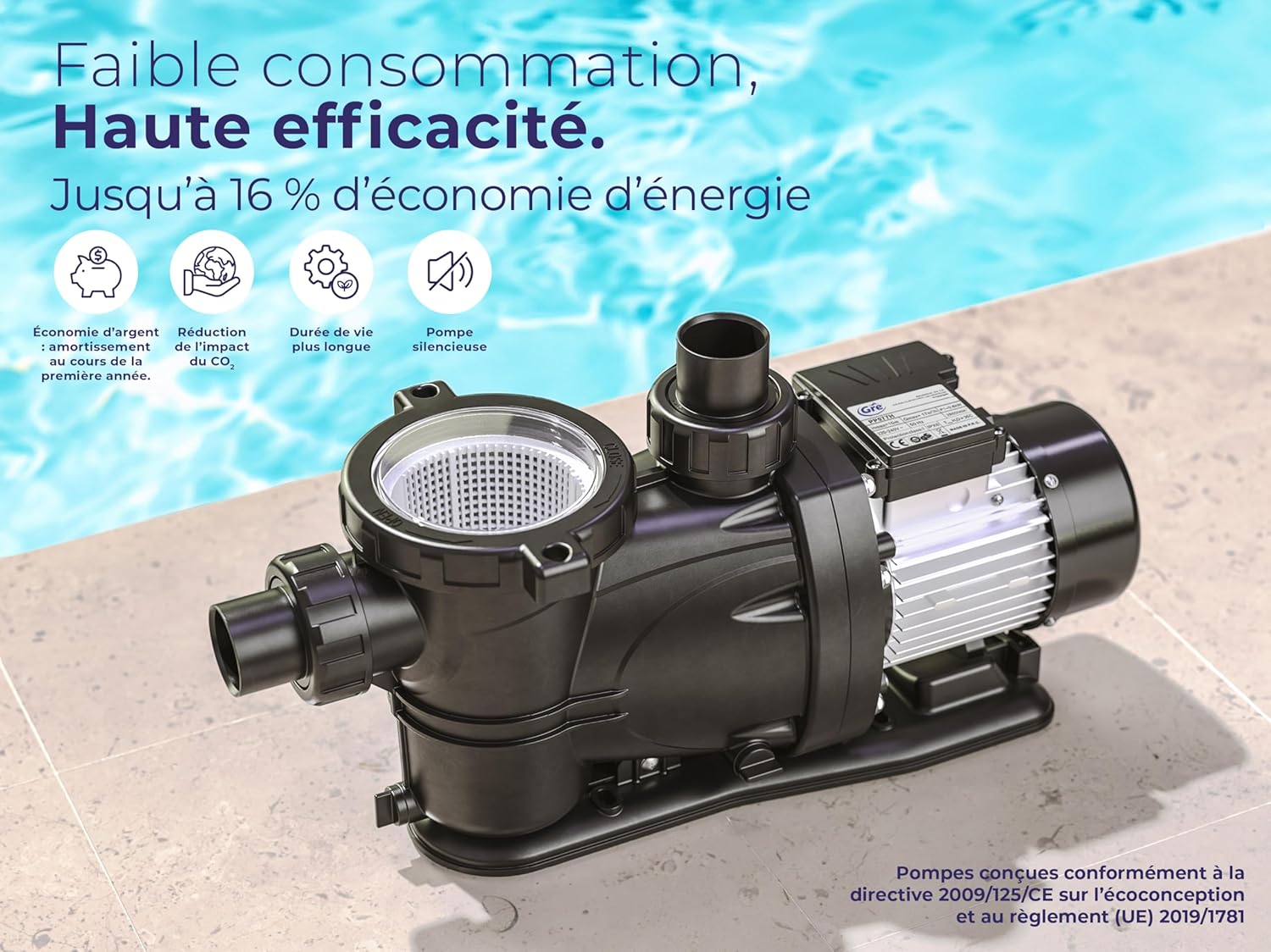 Thumbnail 1 de Gre PP102 – Pompe de filtration pour piscine, 900 W, 20 m³/h, jusqu’à 100 m³