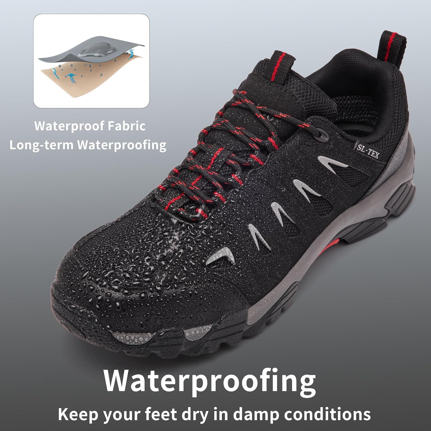 Detalle de SHULOOK Men's Waterproof Hiking Shoes: Lightweight, Breathable, All-Terrain Ankle Boots