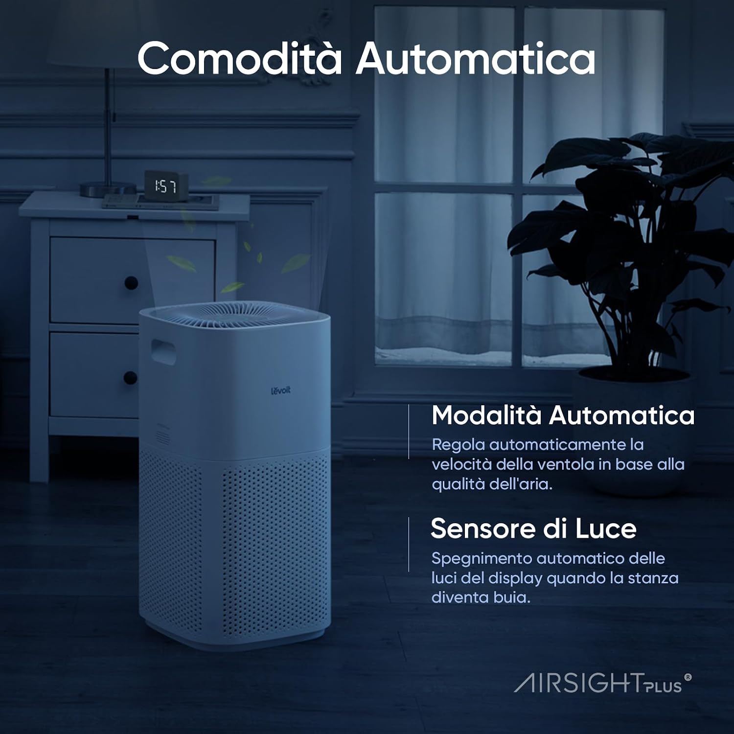 Detalle de Levoit Smart Purificatore d'Aria HEPA per Fumo e Allergie, CADR 697 m³/h, 147 m², Alexa/VeSync