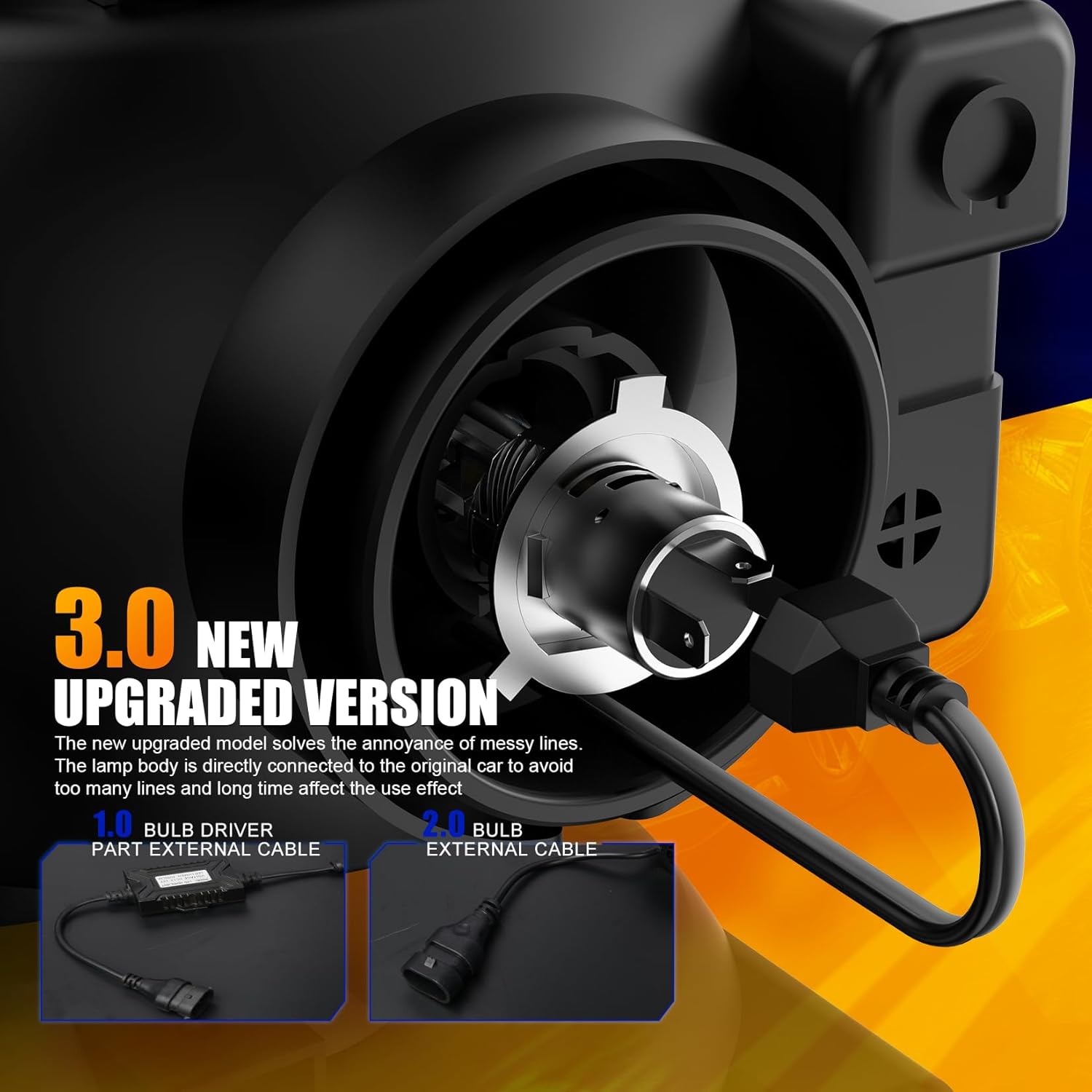 Thumbnail 2 de FREERAP H4 LED Headlight Bulb (9003/HB2) 60W, 6500K cool white, fan-cooled, plug and play (pack of 2)