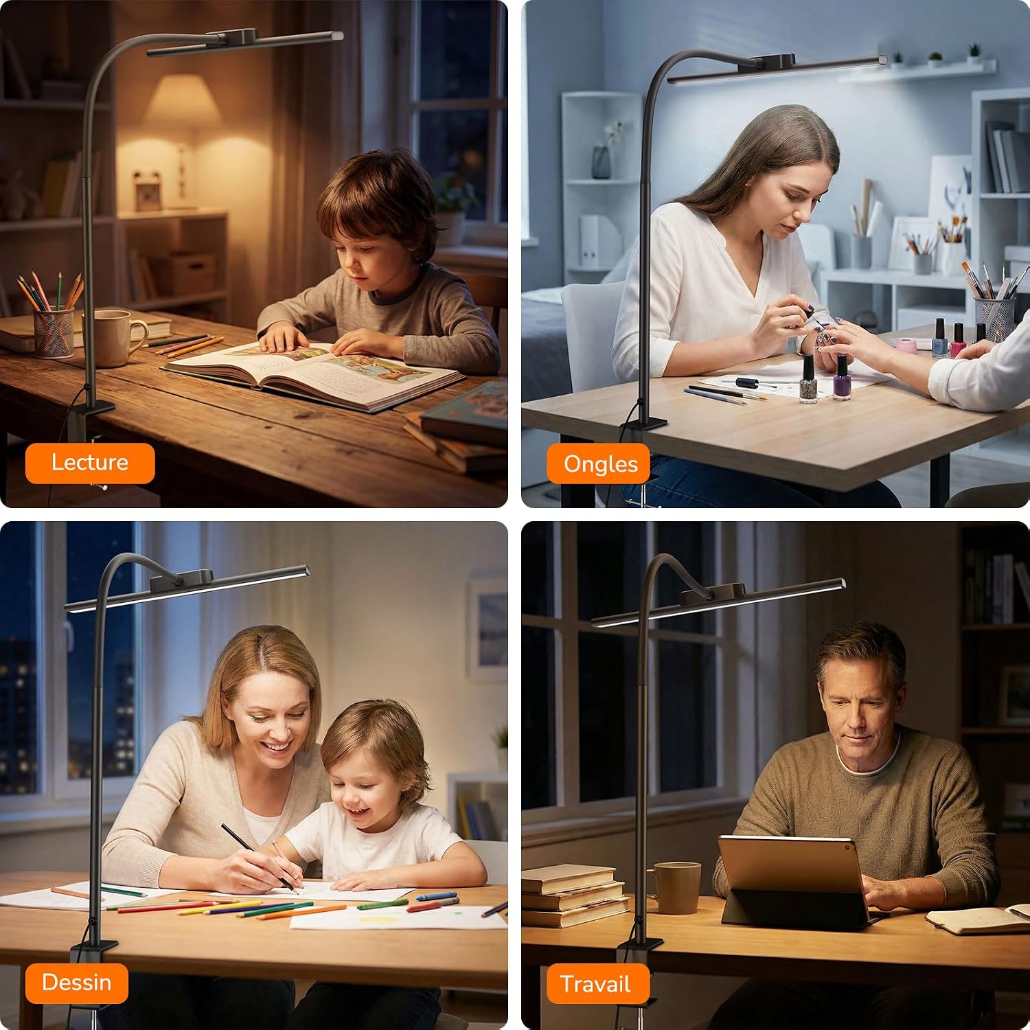 Thumbnail 6 de Lampe de bureau Lepro 11W à pince flexible, 5 modes couleur et 5 niveaux de luminosité (gris)