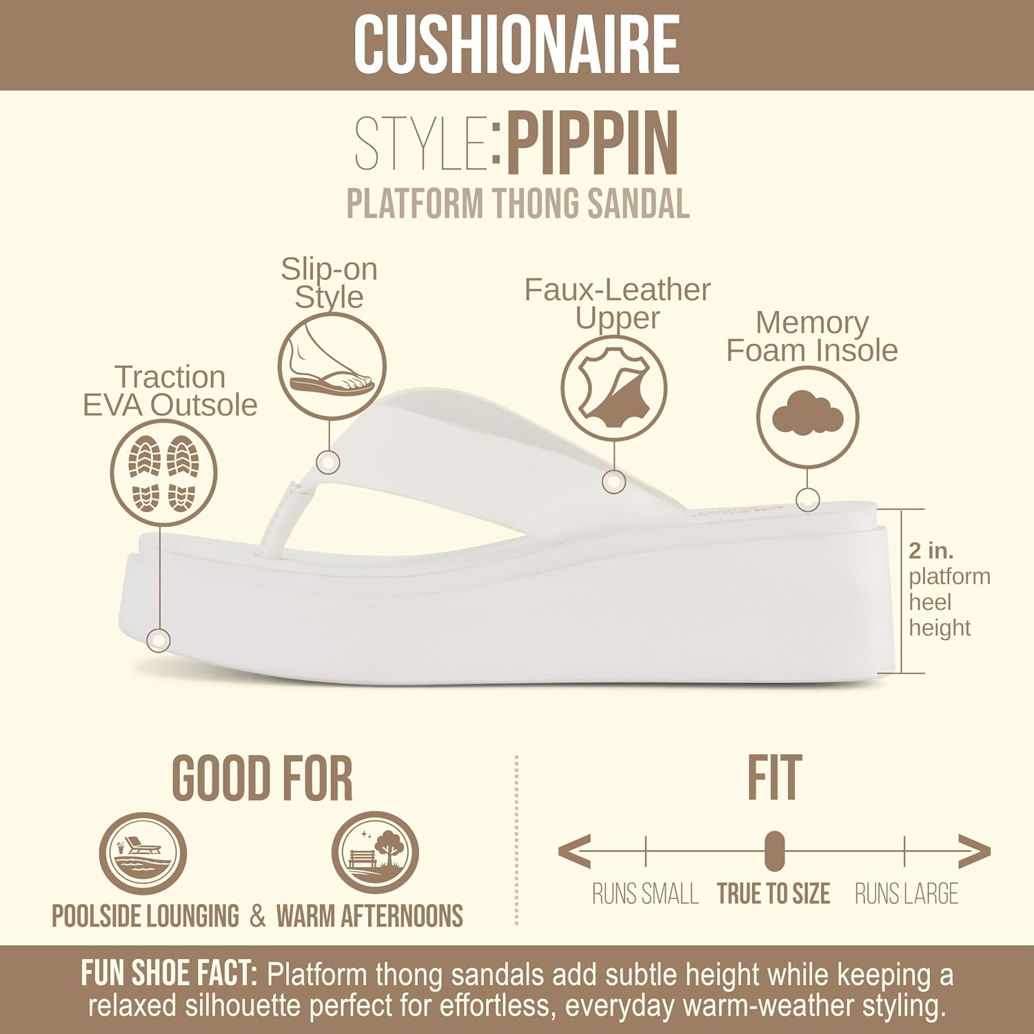 Detalle 2 de CUSHIONAIRE Pippin Chunky Platform Flip Flops: Cushioned Comfort Meets Stylish 2-Inch Platform