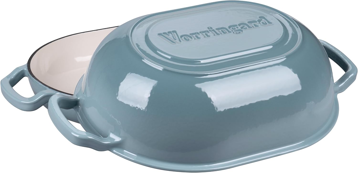 Detalle de VORRINGARD Enameled Cast Iron 7QT Dutch Oven for Sourdough & Bread Baking (Sea Salt)