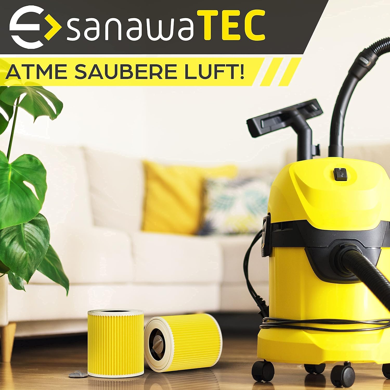 Detalle 2 de SANAWATEC 3x Filter für Kärcher WD3 Staubsaugerfilter