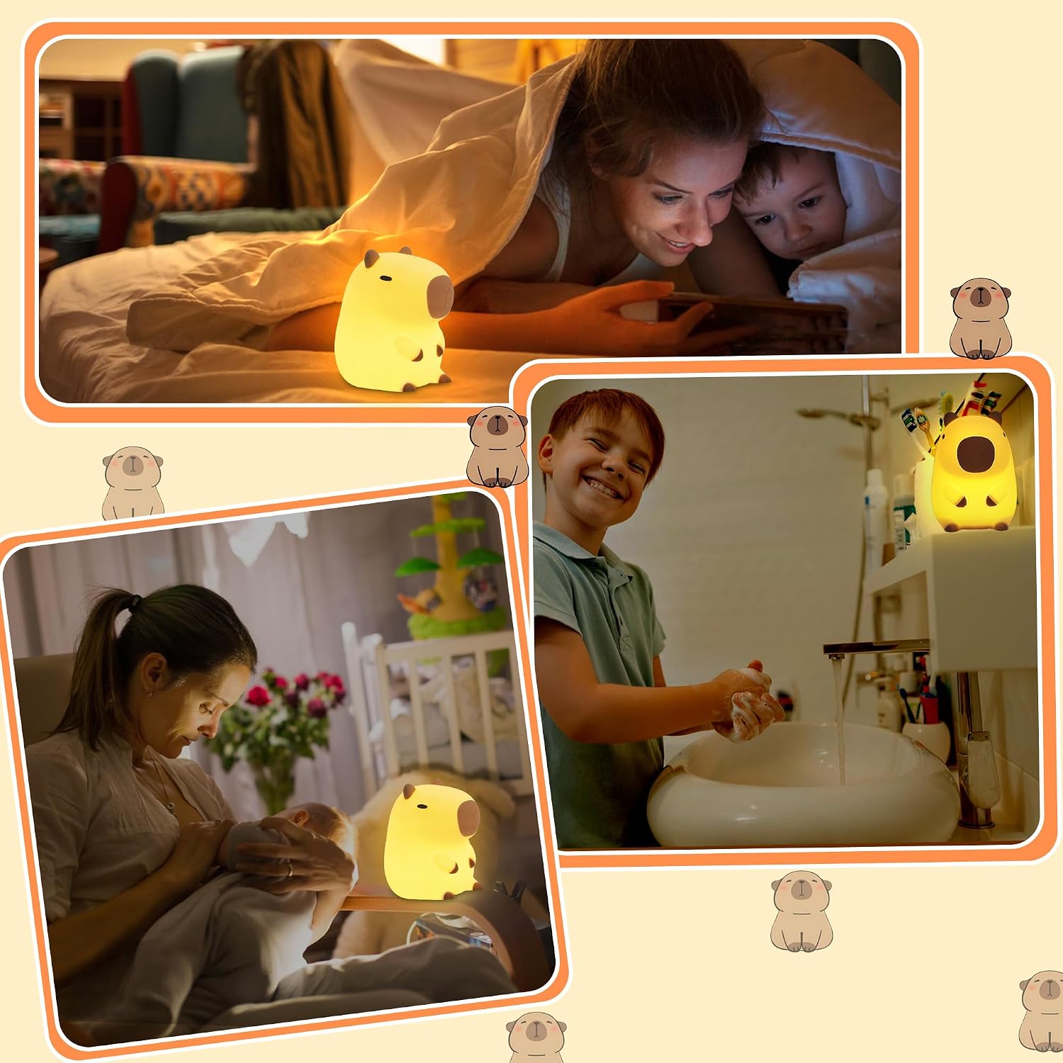 Thumbnail 2 de Okayera Cute Capybara Night Light – Silicone Rechargeable LED Lamp