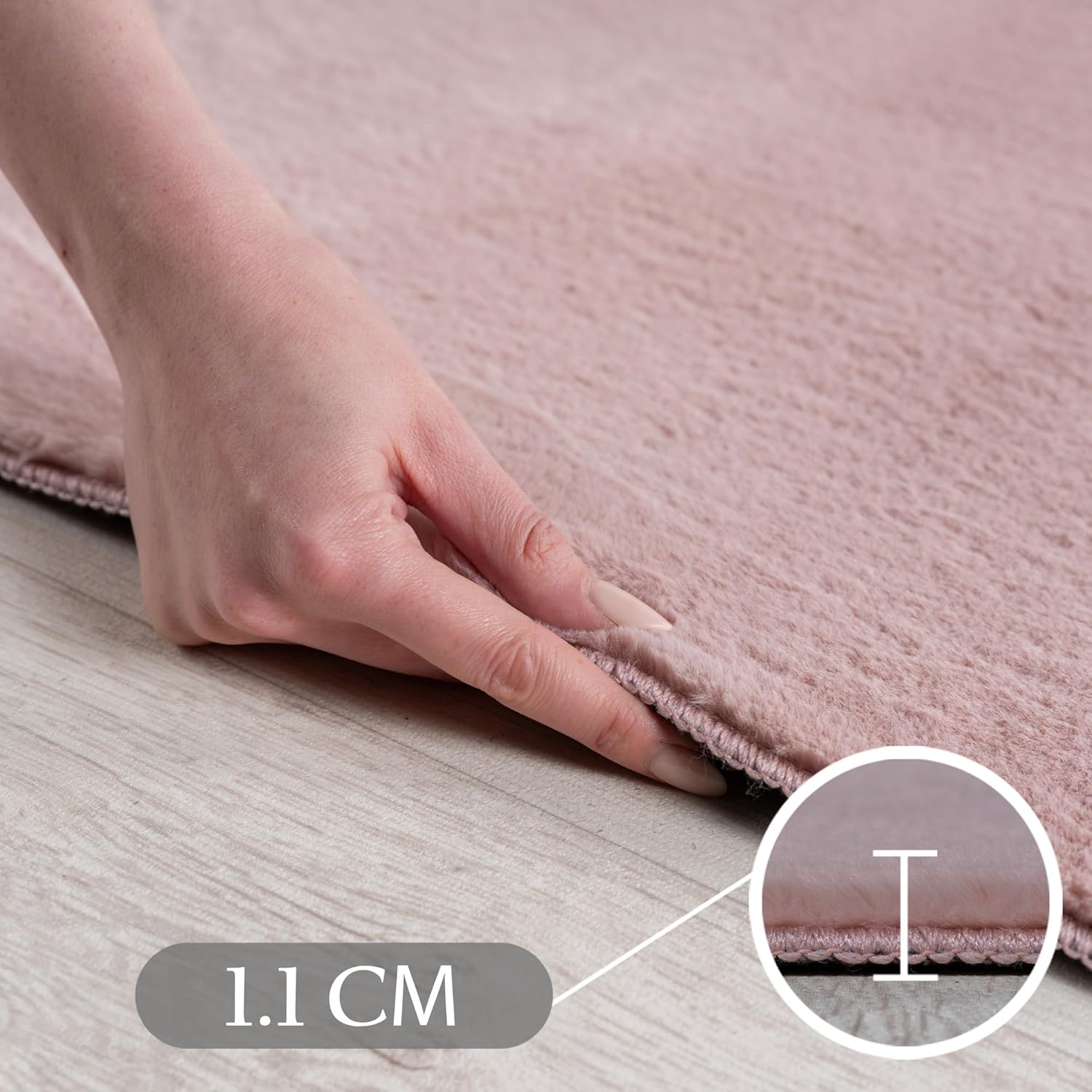 Thumbnail 3 de SIMPEX Kurzflor-Teppich fürs Wohnzimmer in Rosa, waschbar, 160×220 cm