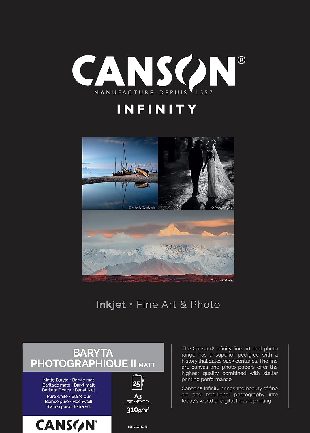 Detalle de Canson Infinity Baryta Photo II Carta fotografica 25 fogli 310 g (12,7 x 17,8 cm)