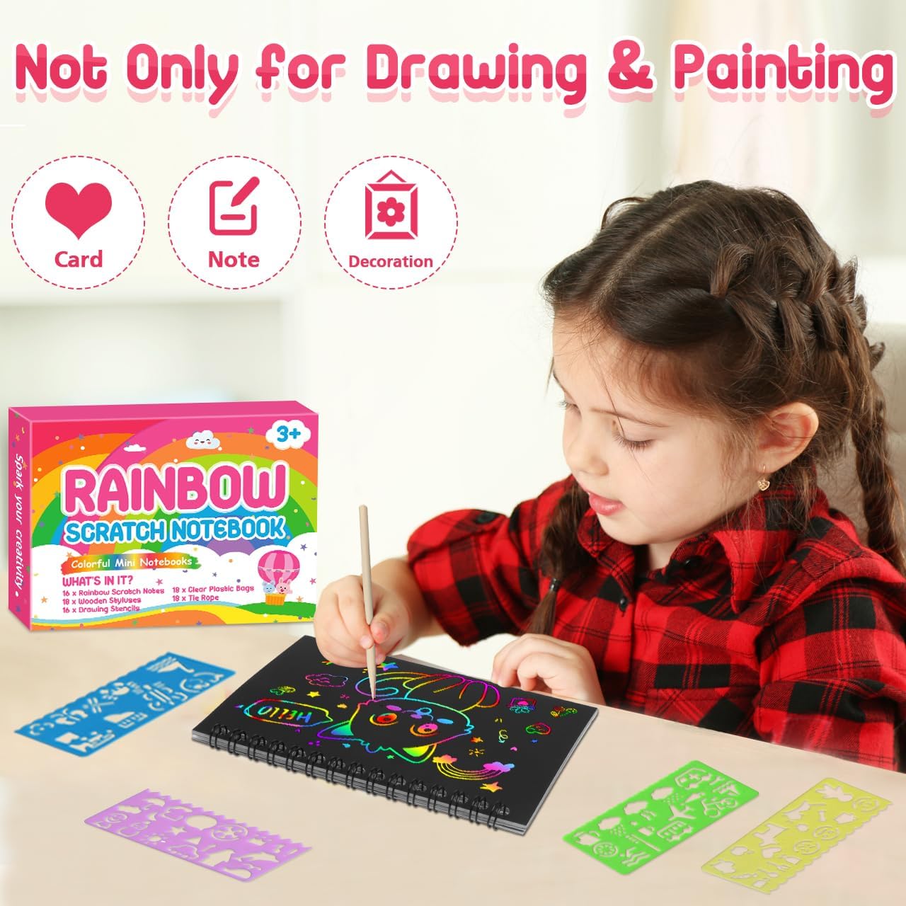 Thumbnail 4 de Scratch Art 16-Pack rainbow scratch cards for kids 🎨