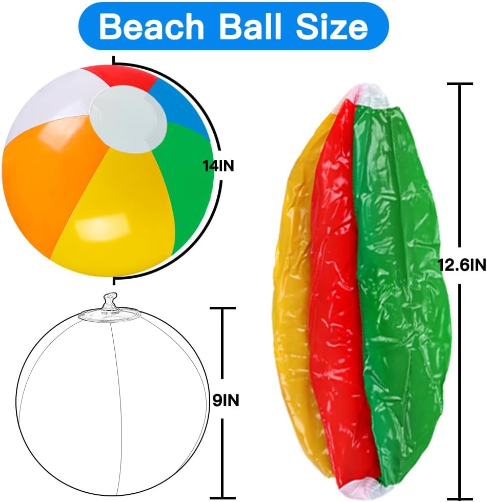 Thumbnail 1 de Vellibring 12" Summer Inflatable Beach Balls (Bulk Set of 24) for Pool & Beach Games