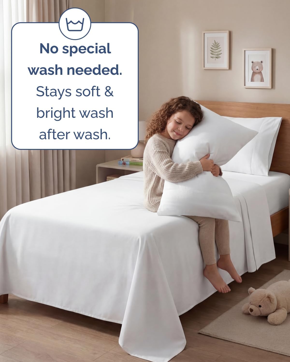 Thumbnail 5 de CGK Unlimited Twin 4-Piece Sheet Set (1 Flat, 1 Fitted, 2 Pillowcases) — Soft, Breathable, Wrinkle-Free, White