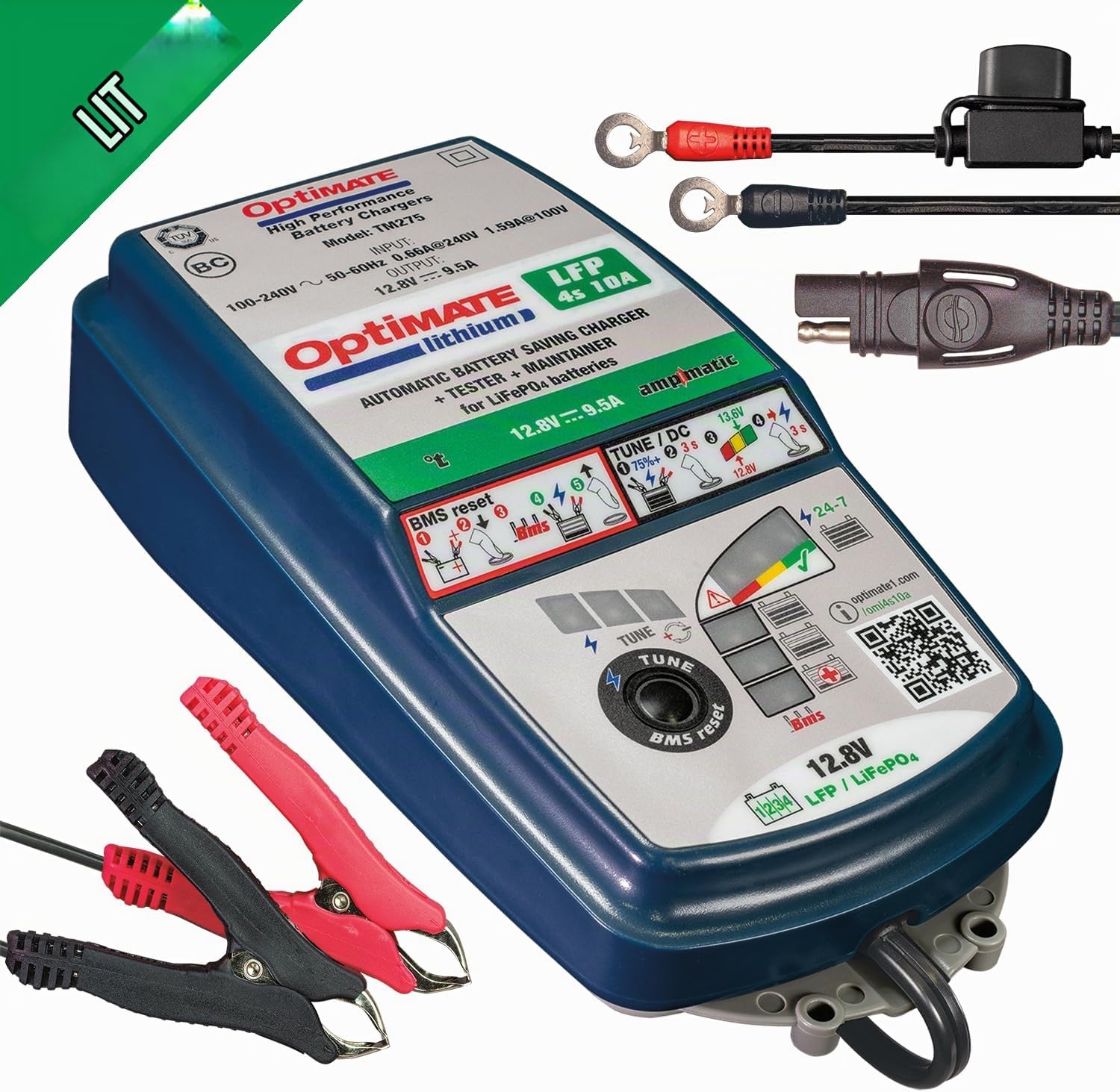 Detalle de OptiMate TM274 TM274v2 Lithium 4s – ładowarka 10 A do akumulatorów LiFePO4