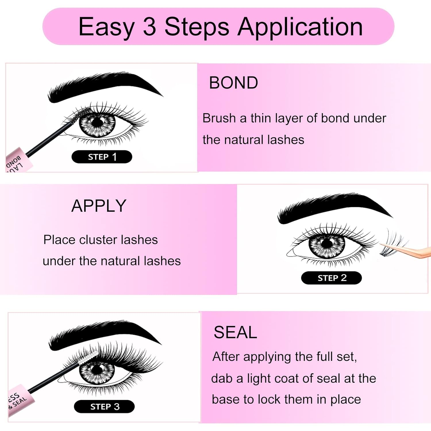 Detalle de Wimpernkleber Bond and Seal für Cluster Lashes – 2-in-1 Kleber + Versiegelung, wasserfest, 5ml+5ml
