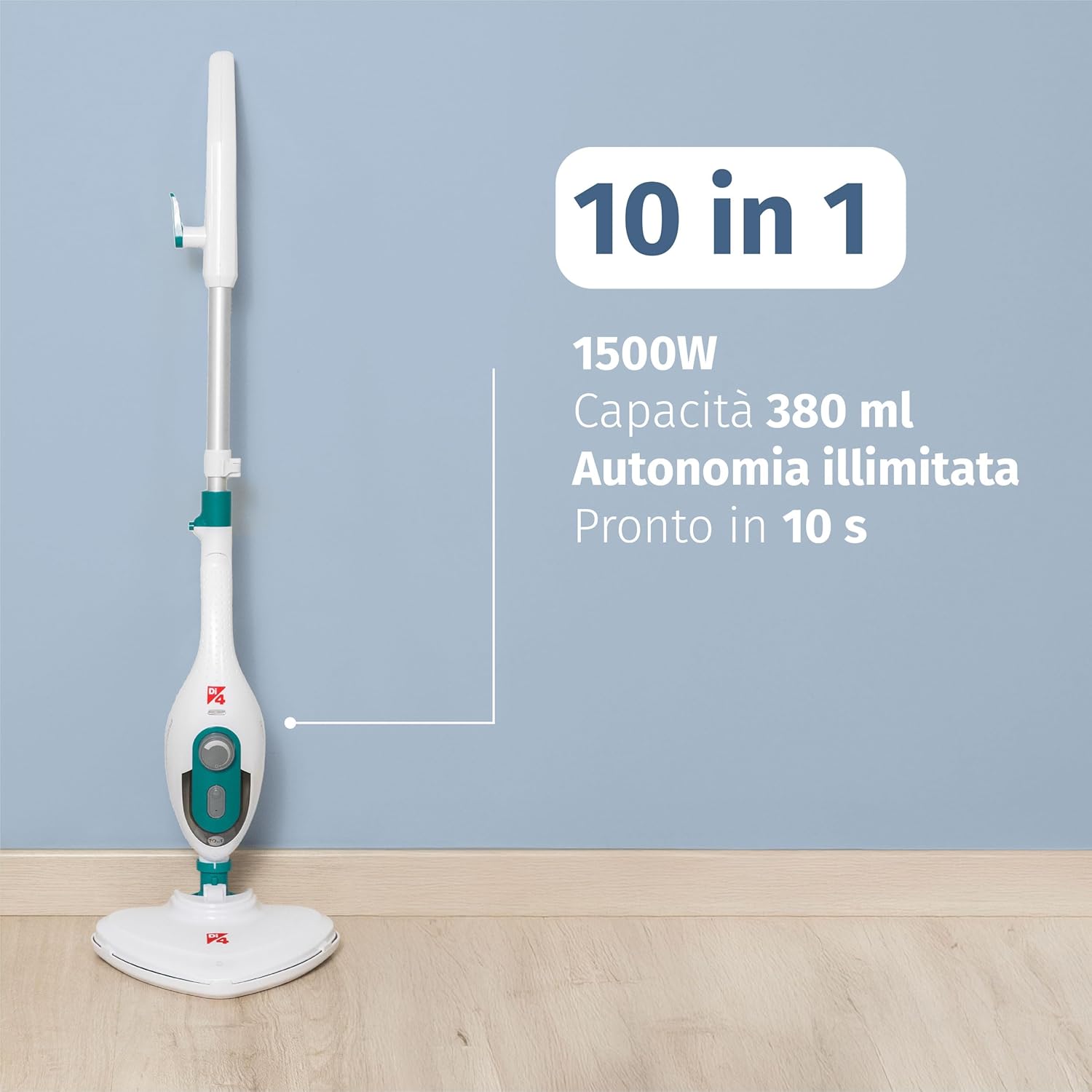 Detalle de Di4 Steamclean Multi10 Max scopa a vapore multifunzione 10 in 1, 1500 W