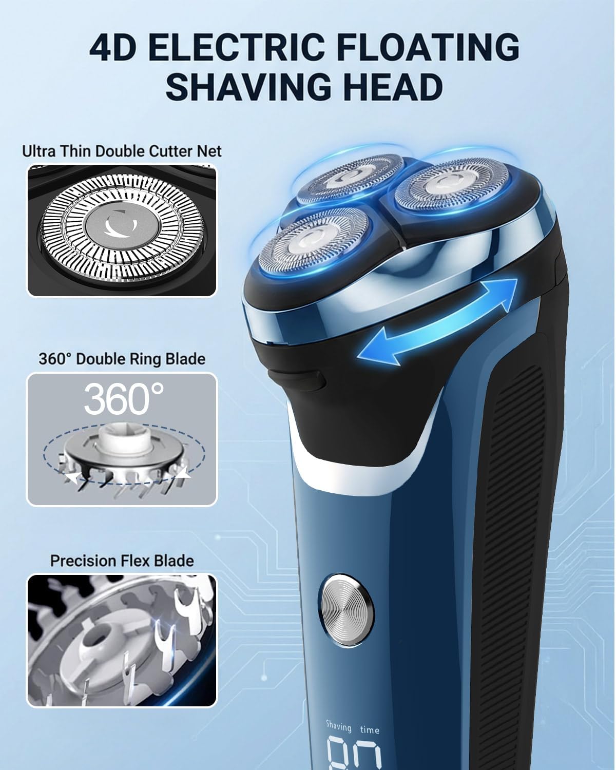 Detalle de Rantizon 4D rotary electric razor for men