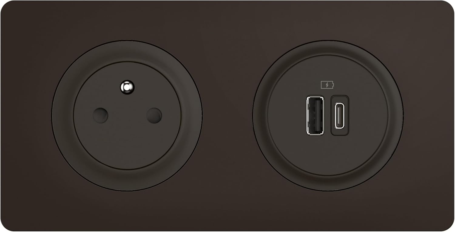 Thumbnail 5 de Legrand Prise Electrique Murale Céliane Surface avec Terre, chargeur USB 7,5 W intégré et plaque affleurante noire