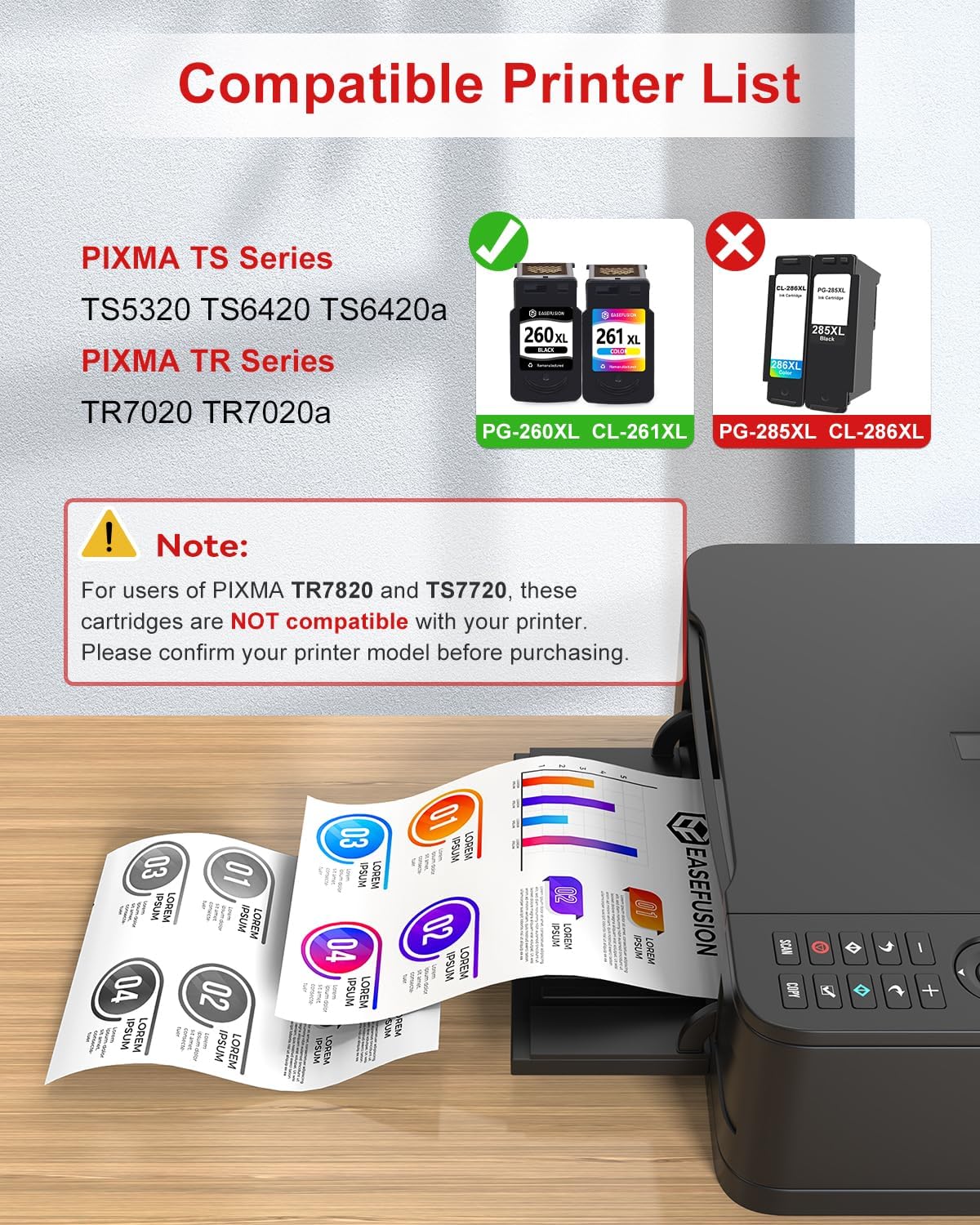 Detalle 2 de EaseFusion 260XL 261XL ink cartridges 400 ๐จ