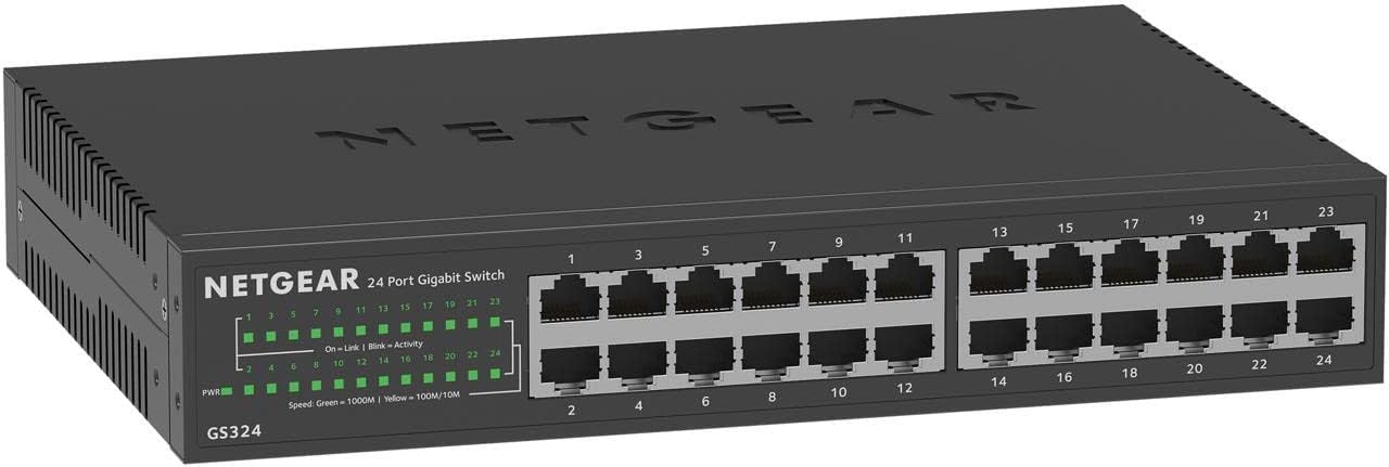 Detalle de NETGEAR GS324 24-Port Gigabit Ethernet Switch, Unmanaged and Fanless
