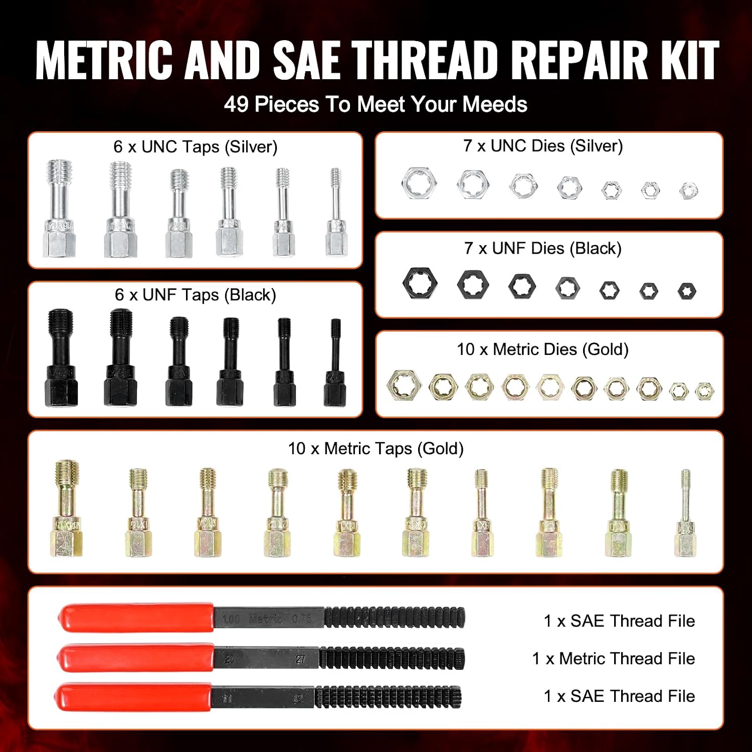 Detalle de VEVOR Thread Chaser Set 49-Piece
