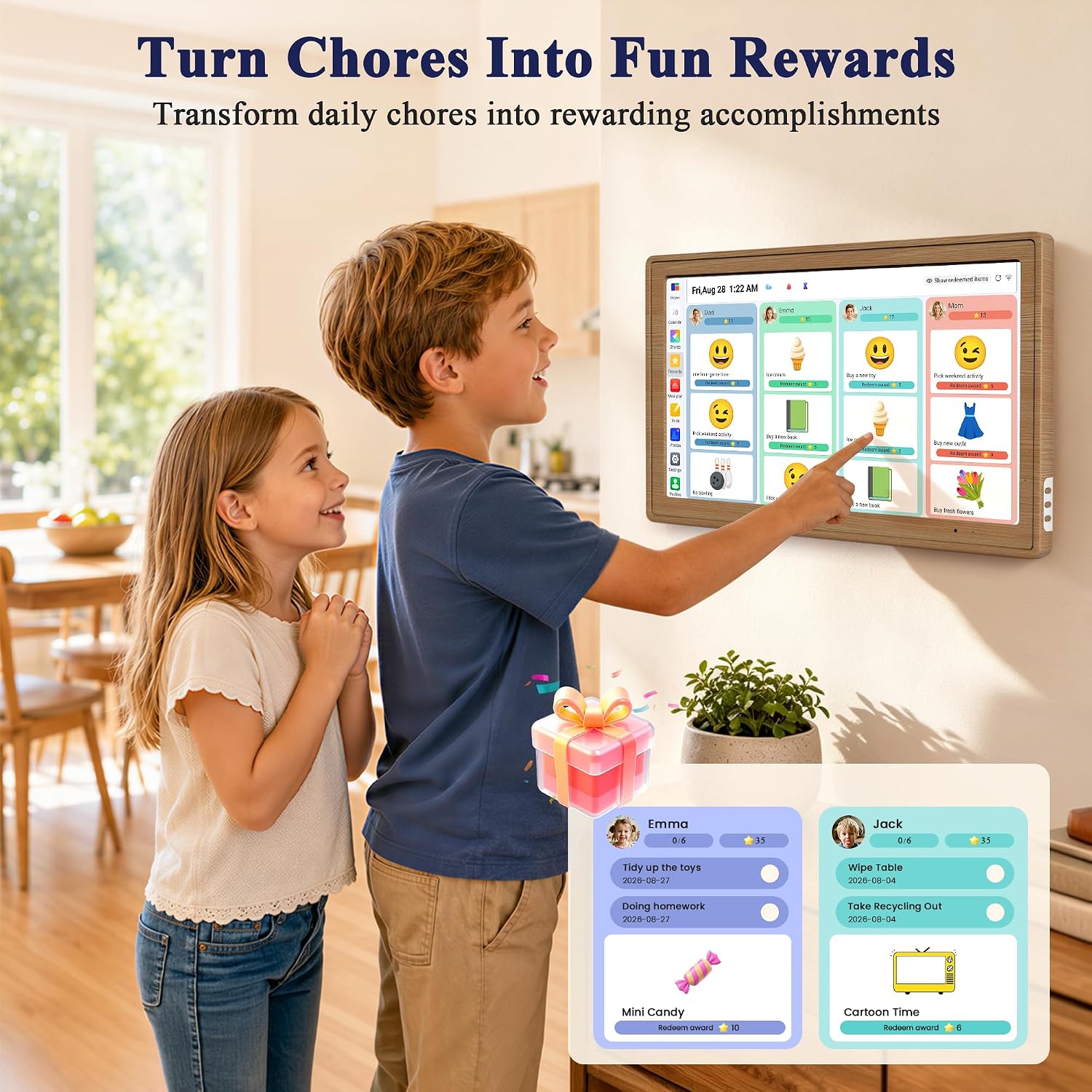 Detalle de CYPID 15.6-Inch Digital Calendar with Touchscreen, Chore Chart and Photo Display