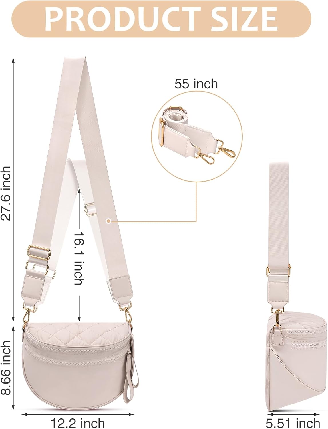 Detalle de oscaurt Puffer Crossbody Bag: Spacious, Expandable Bum Bag for Women