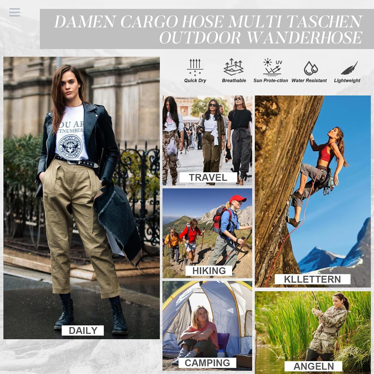 Thumbnail 5 de yeyity Cargohose Damen Multi Taschen