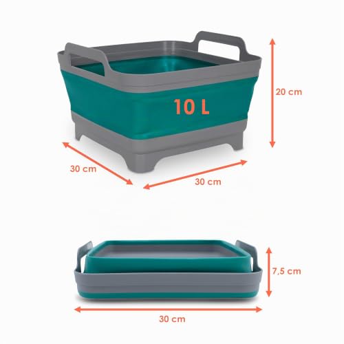 Detalle 2 de Camping Spülschüssel 30 x 30 cm faltbar – Spetebo, 10 L, Griffen, Ablauf