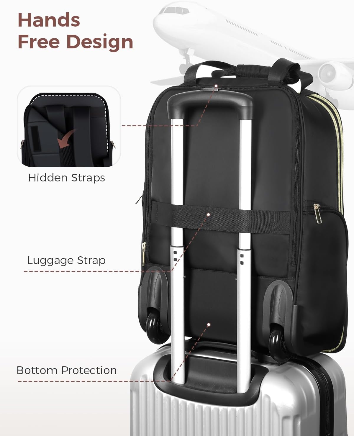 Thumbnail 6 de Ponhog Rolling Laptop Travel Backpack 30L
