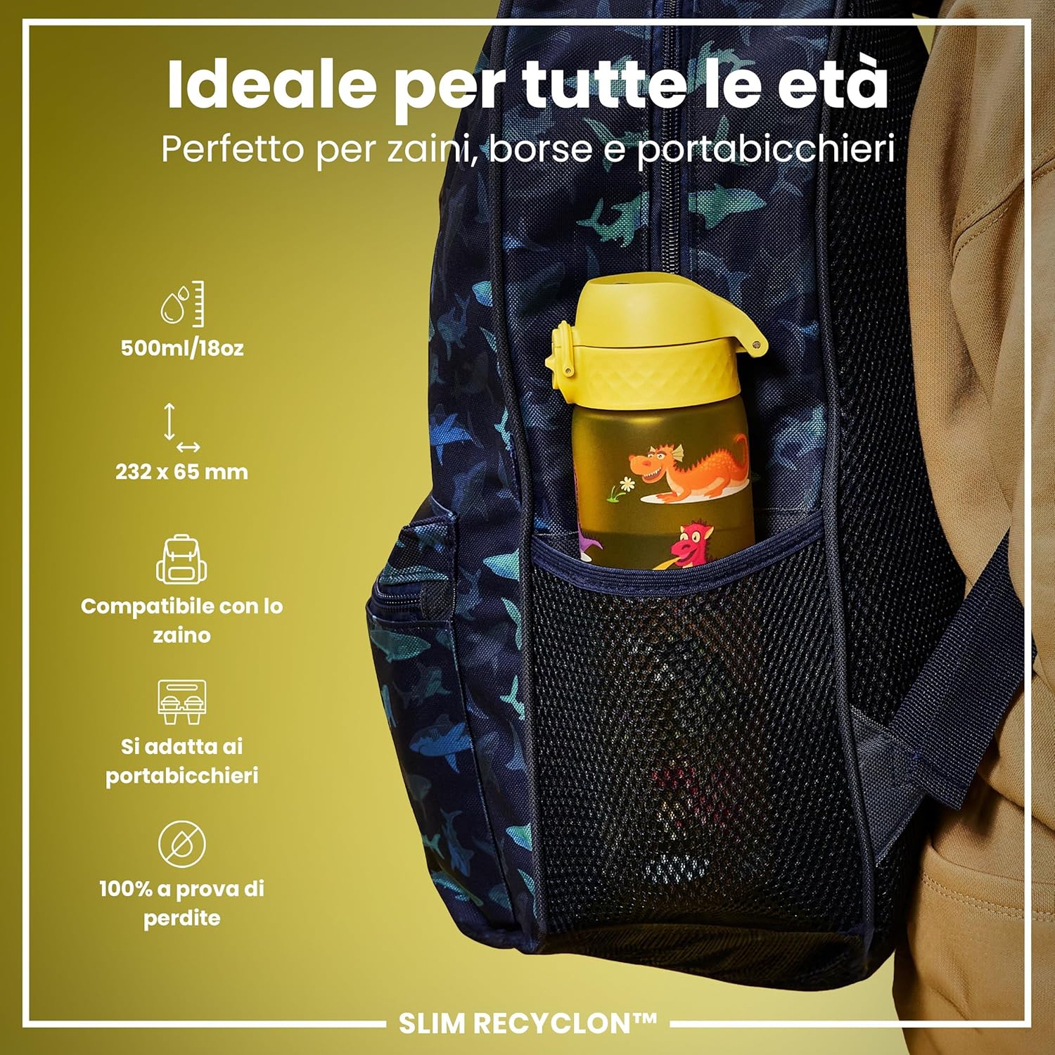 Thumbnail 1 de Ion8 Borraccia a Prova di Perdite 500ml – Facile da Aprire, Lavabile in Lavastoviglie, Senza BPA