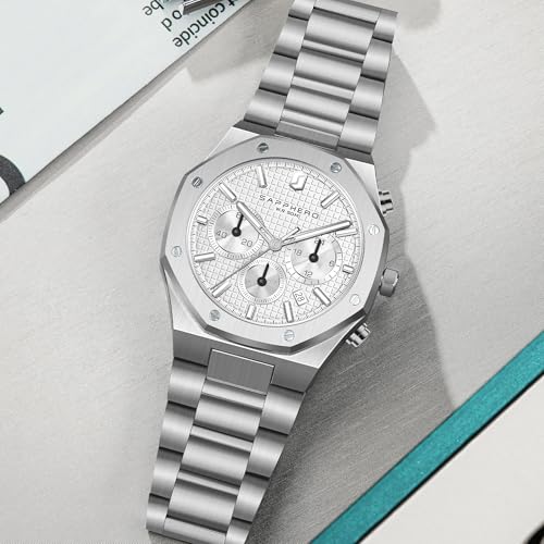 Thumbnail 6 de SAPPHERO Orologio da uomo 50M Impermeabile con cassa in acciaio inox e quadrante ottagonale