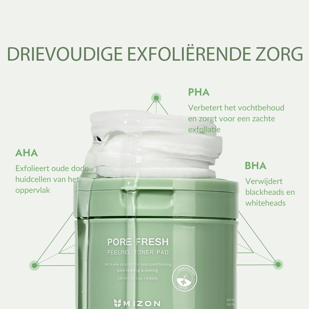 Thumbnail 6 de MIZON Pore Fresh Peeling Toner Pad met AHA, BHA en PHA, 60 stuks