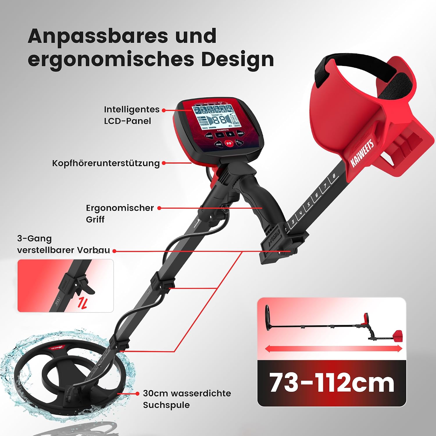 Detalle de KAIWEETS Metalldetektor 5 Modi Metallesucher