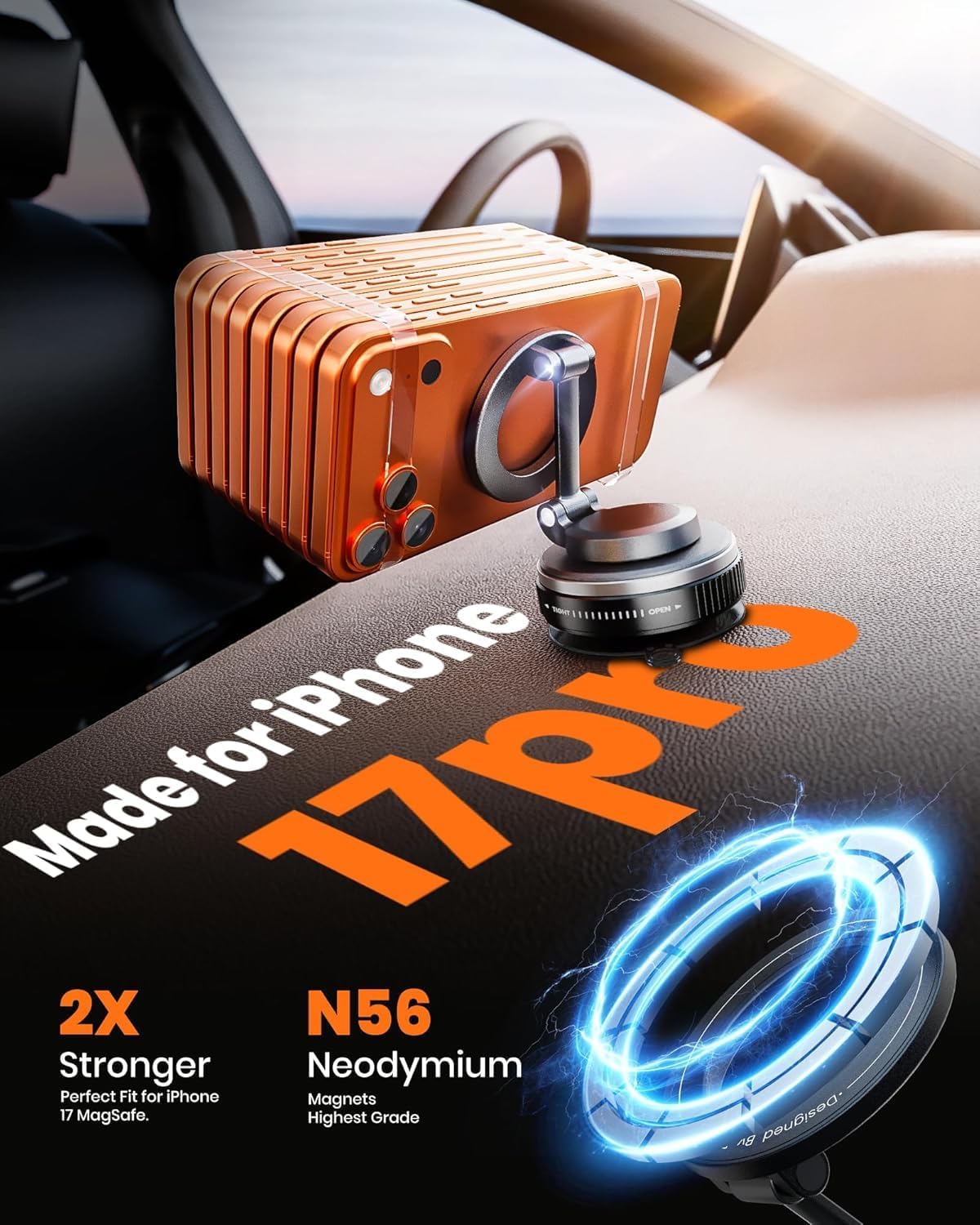 Detalle de Boowe 2026 Upgraded Vacuum Magnetic Phone Holder for Car (360° adjustable, strong suction lock)