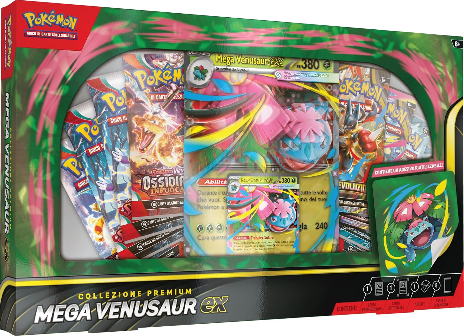 Detalle de Pokémon collezione premium Mega Venusaur-ex con 8 buste