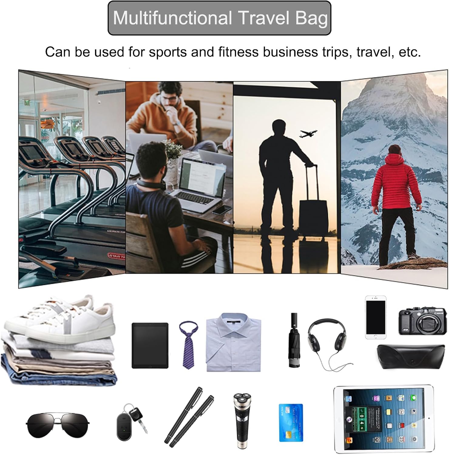 Thumbnail 6 de LUUFAN Genuine Leather Travel Bag Large Capacity: 2-in-1 Garment Bag and Duffel with Shoe Compartment