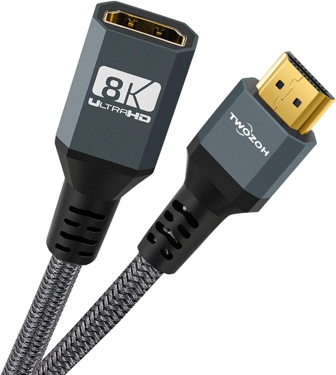 Detalle de Twozoh HDMI Extension Cable 8K/4K 2.1 0,3 m – Prolunga robusta, 48 Gbps, nylon intrecciato