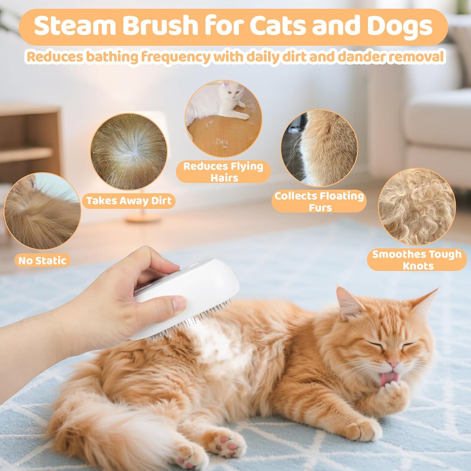 Detalle 2 de Nepfaivy Cat Steam Brush for Grooming