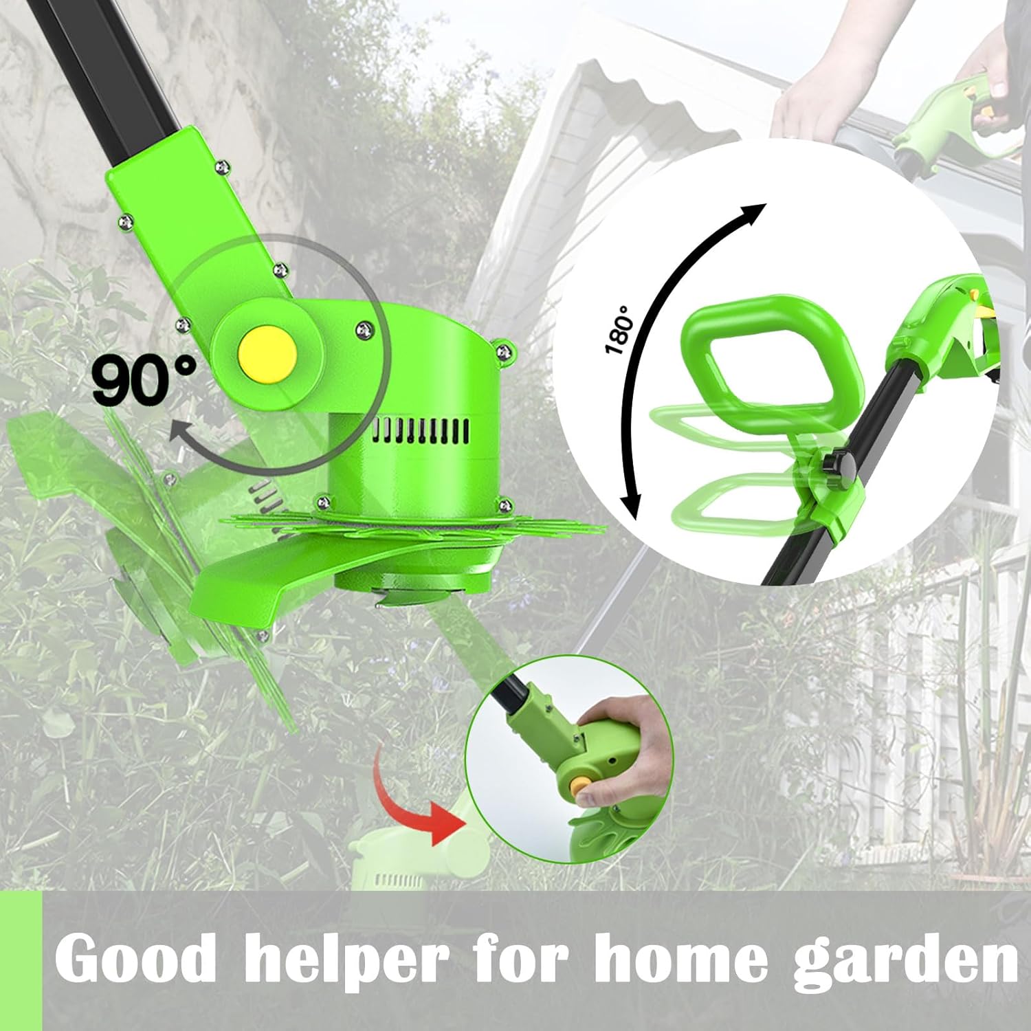 Thumbnail 5 de 21V Cordless Strimmer (3-in-1) with 2×2.5Ah Batteries & Fast Charger, 6 Plastic Blades, 2 Metal Blades and Circular Saw Blades