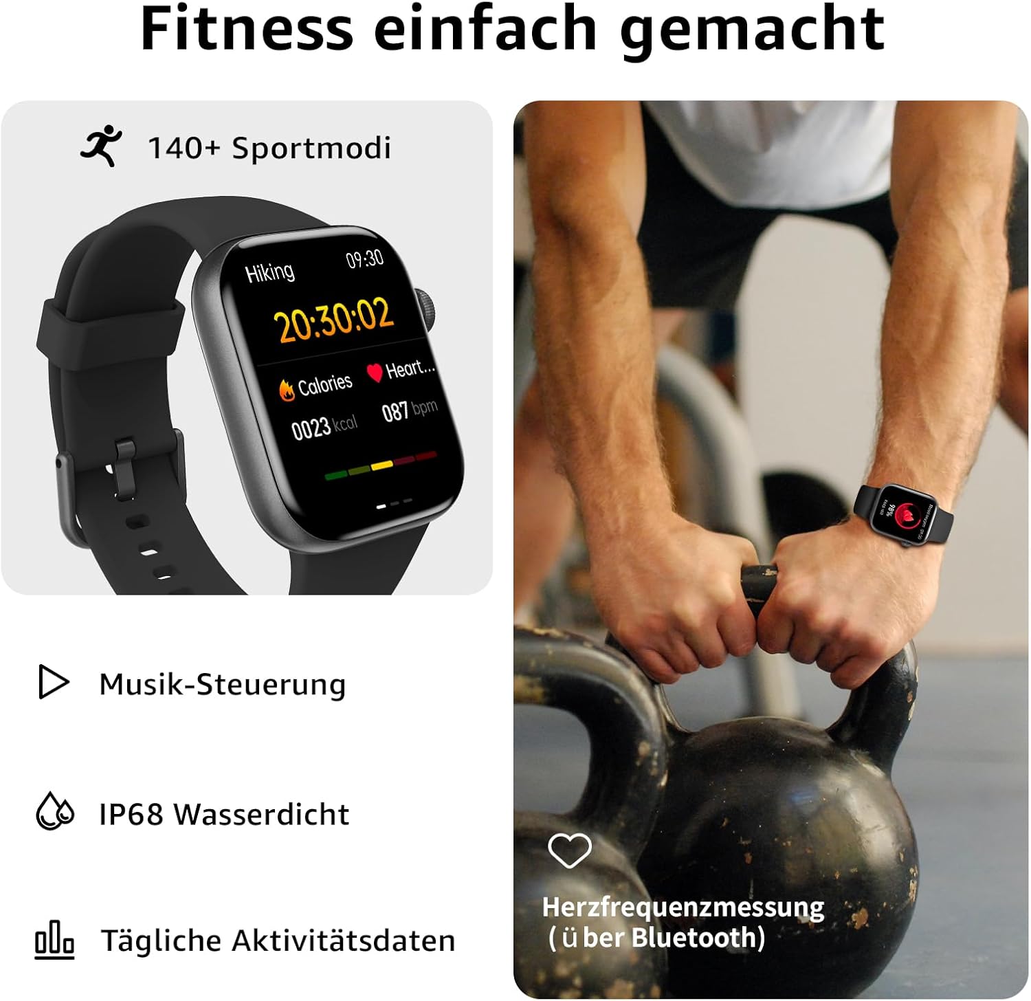 Thumbnail 2 de AcclaFit Smartwatch Damen & Herren – 1,85" HD Touch Fitnessuhr mit Telefonfunktion, IP68