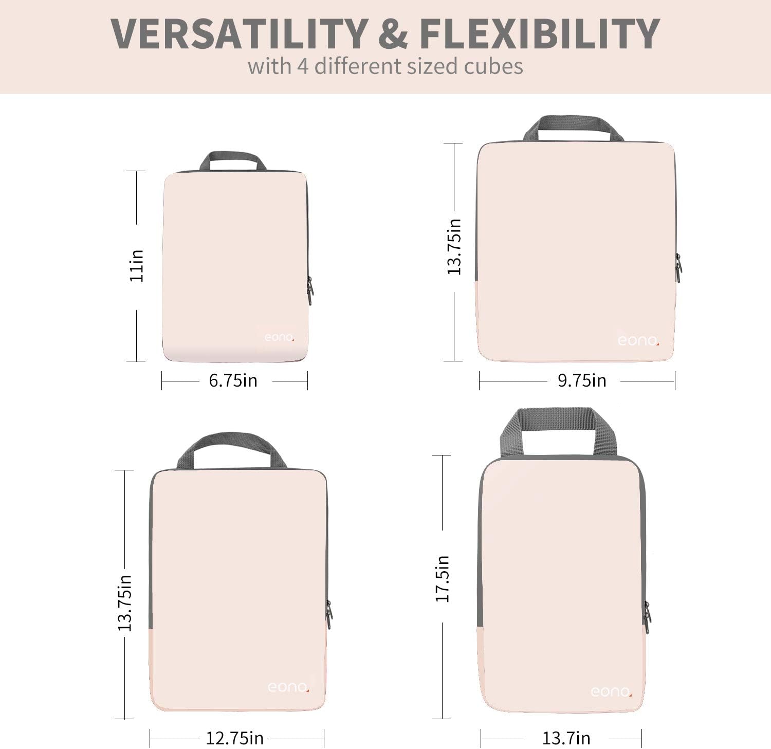 Detalle 2 de Eono 3/4/6 Compression Packing Cubes Set (Luggage Organiser) for travel suitcase organisation