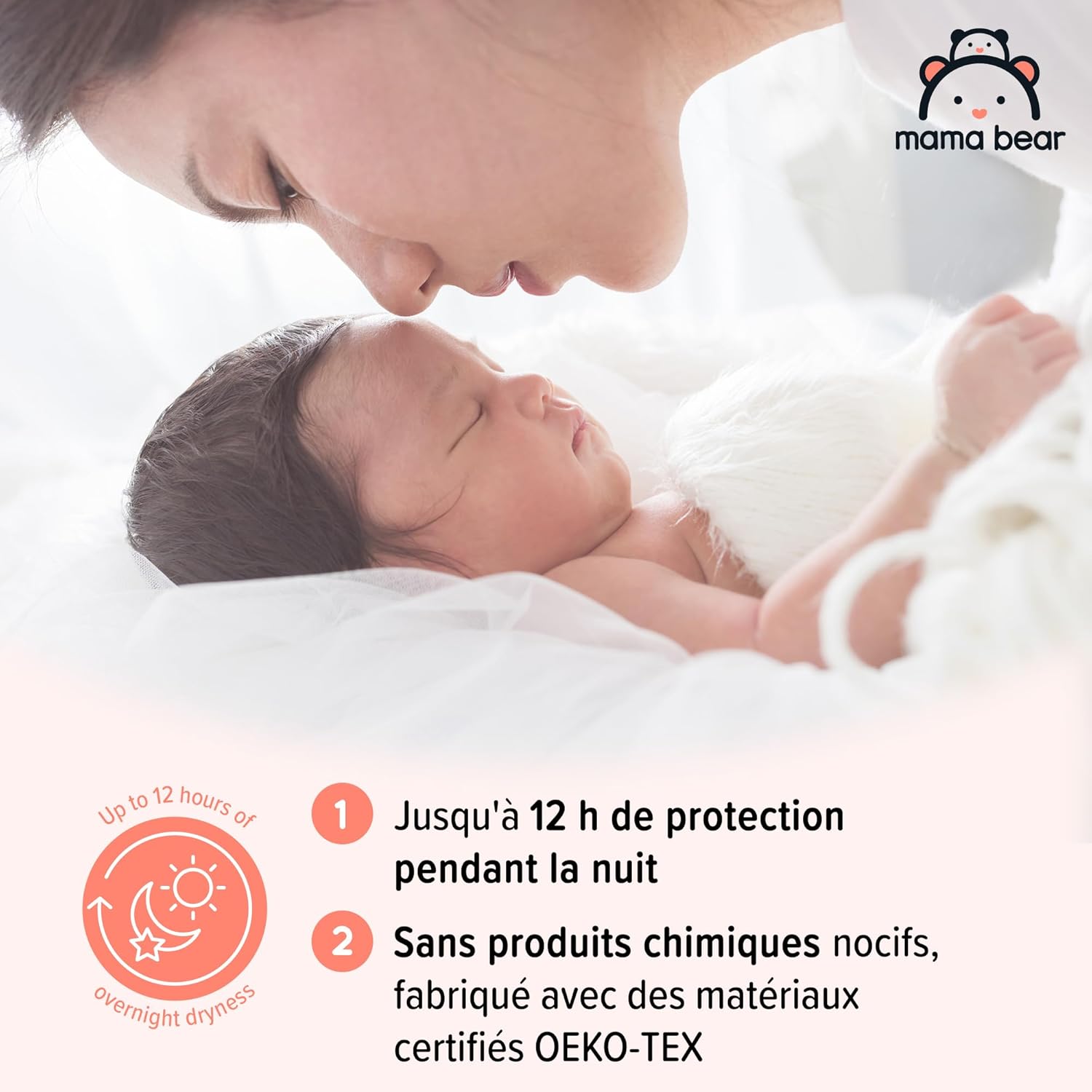 Detalle de Mama Bear Disney Couches bébé Taille 1 (2–5 kg), 96 pièces — Pack mensuel
