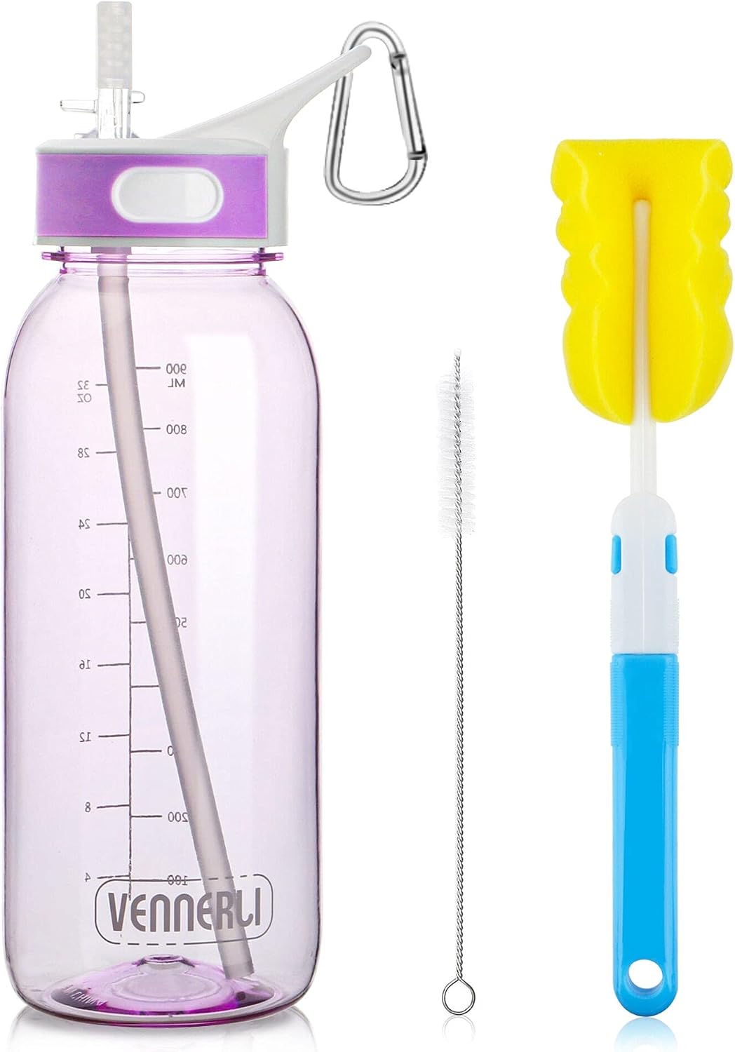 Detalle de VENNERLI 1 Litre BPA-Free Tritan Sport Water Bottle with Straw