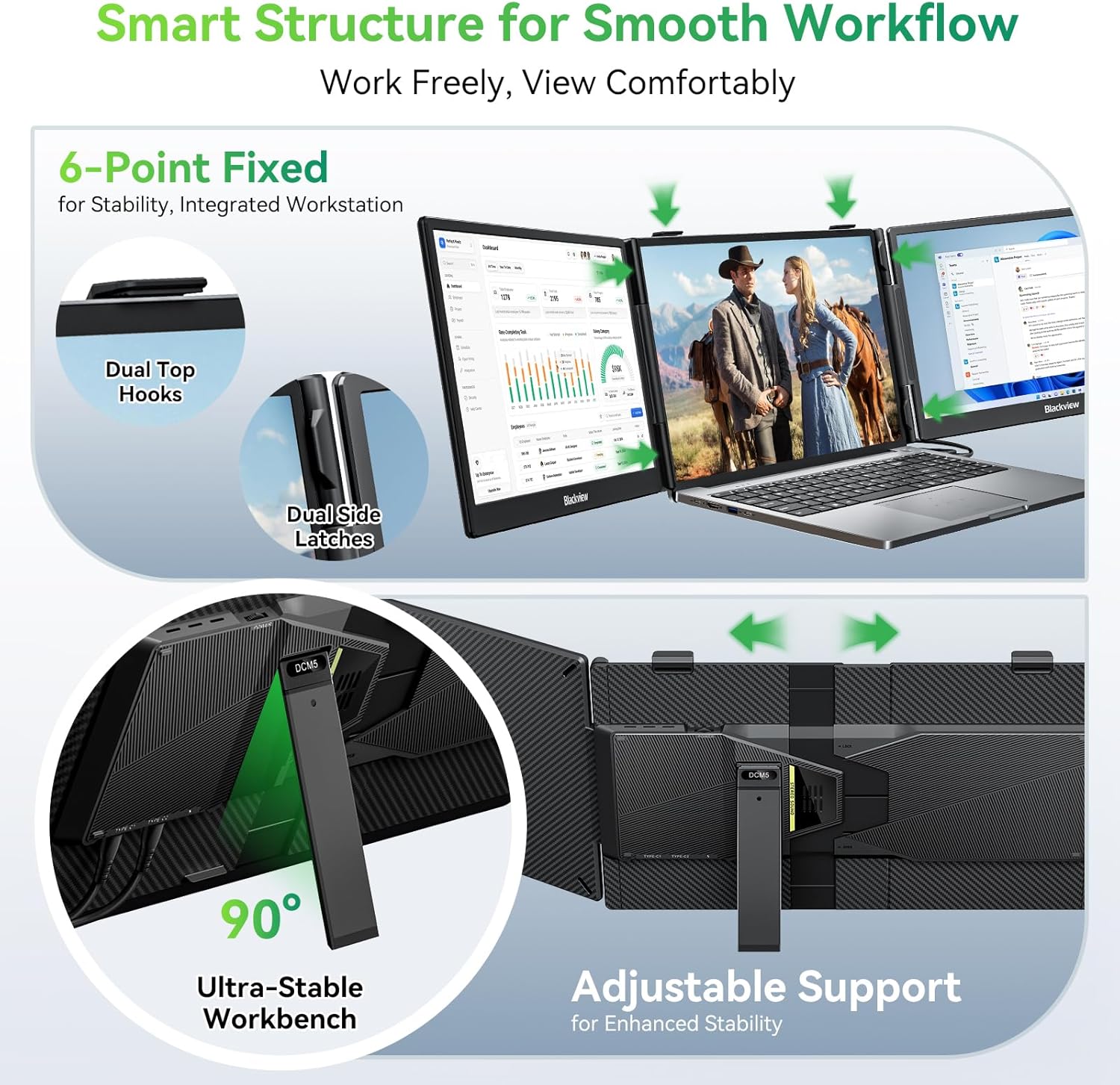 Thumbnail 6 de Blackview 14" Laptop Screen Extender (Triple Screen) – Portable FHD Monitor with USB-C Plug & Play