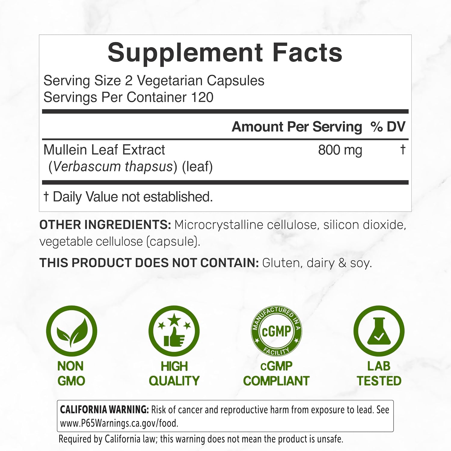 Detalle 2 de DEAL SUPPLEMENT Mullein Supplement 240 Capsules
