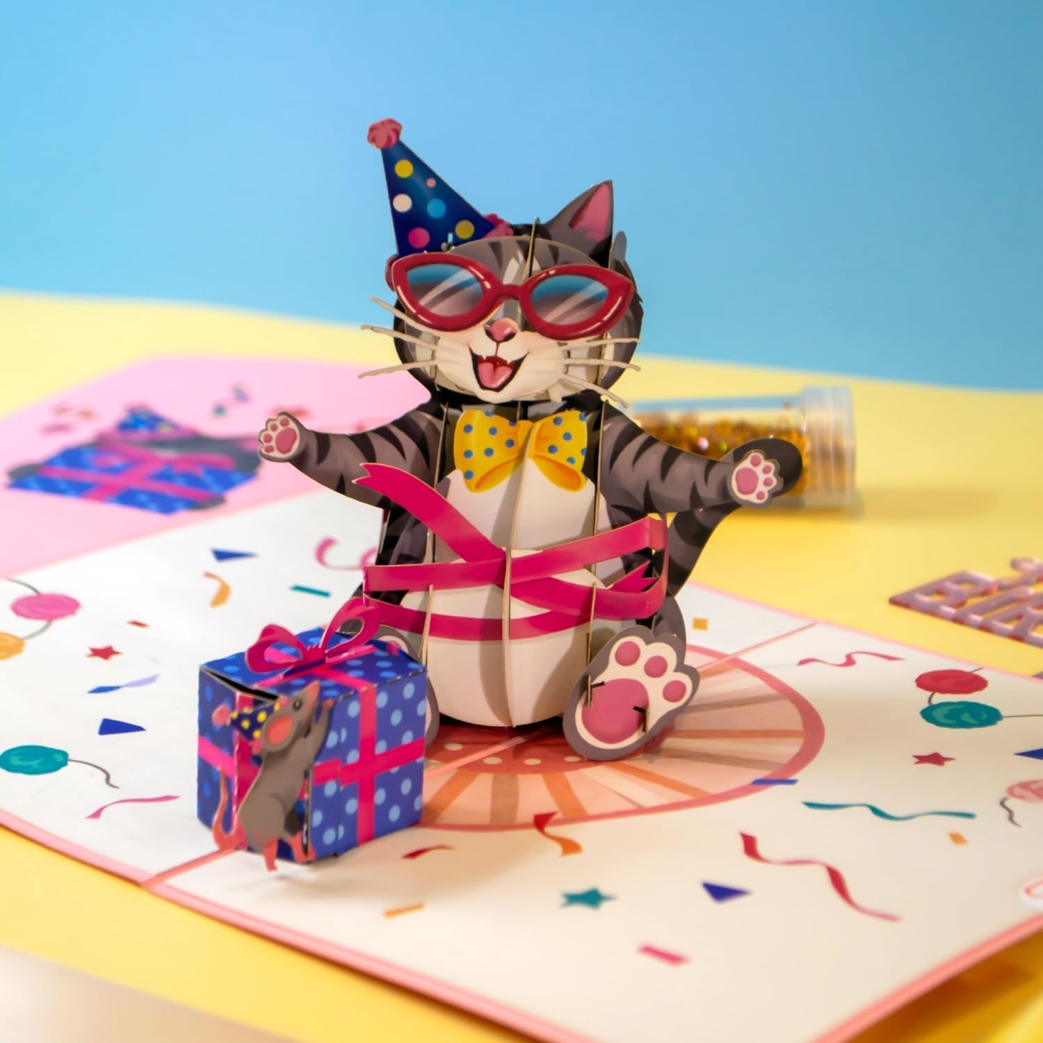Thumbnail 3 de papercrush® Carte pop-up chat fêtard en 3D avec enveloppe de message